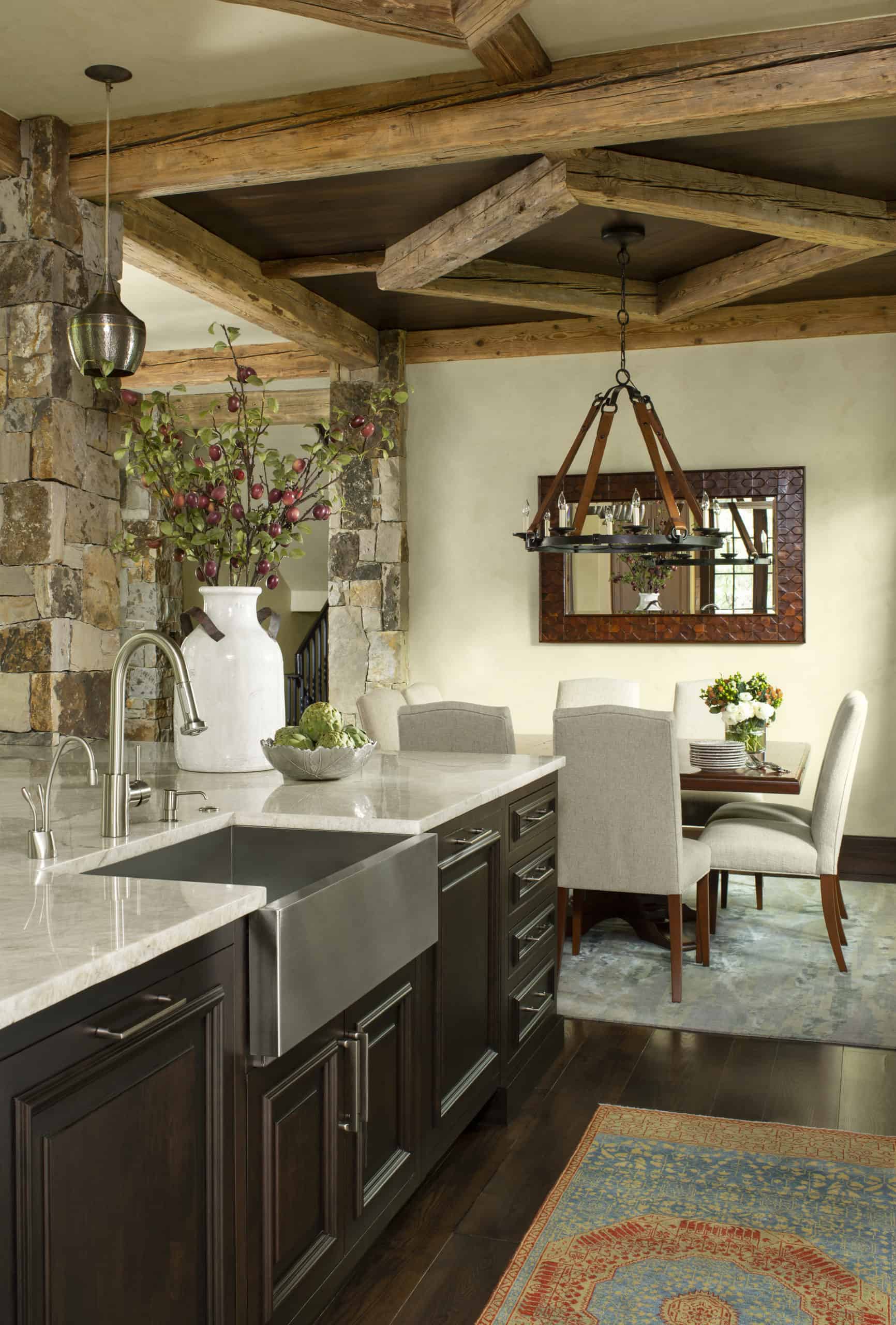 Rustic Vail home interiors with modern kitchen