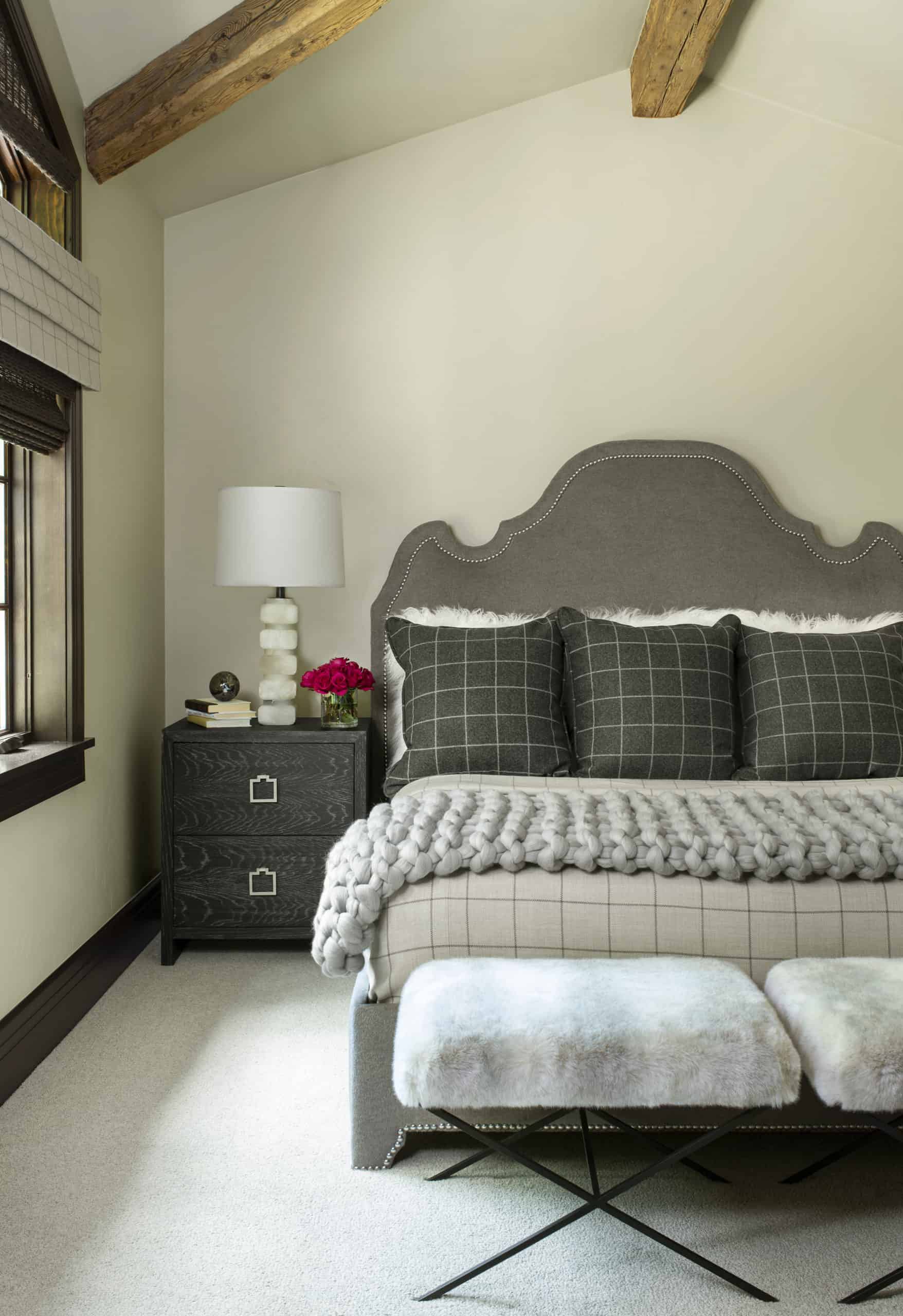 Contemporary bedroom furnishings in Vail renovation