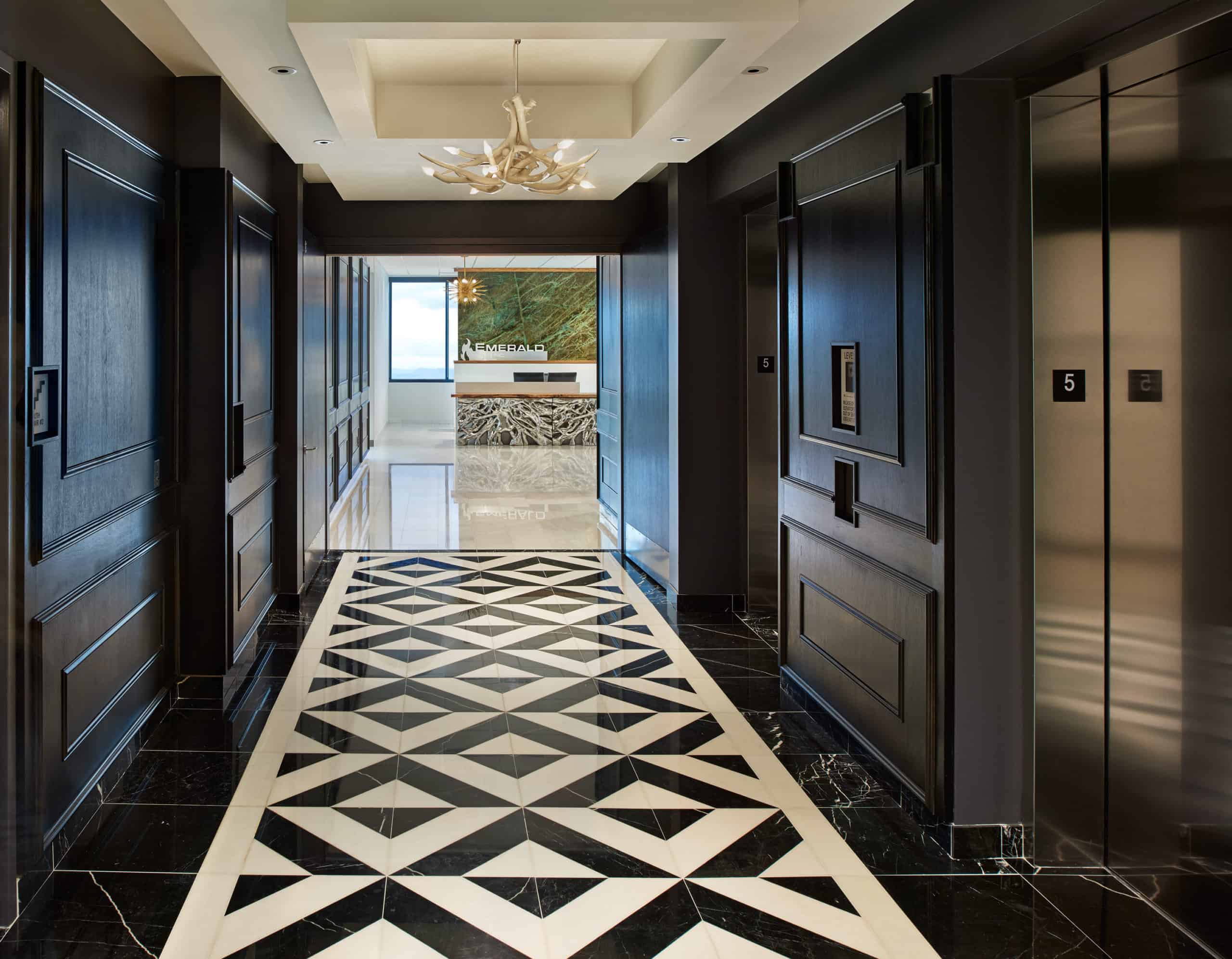 Commercial interior designer Andrea Schumacher gorgeous hallway and business entry