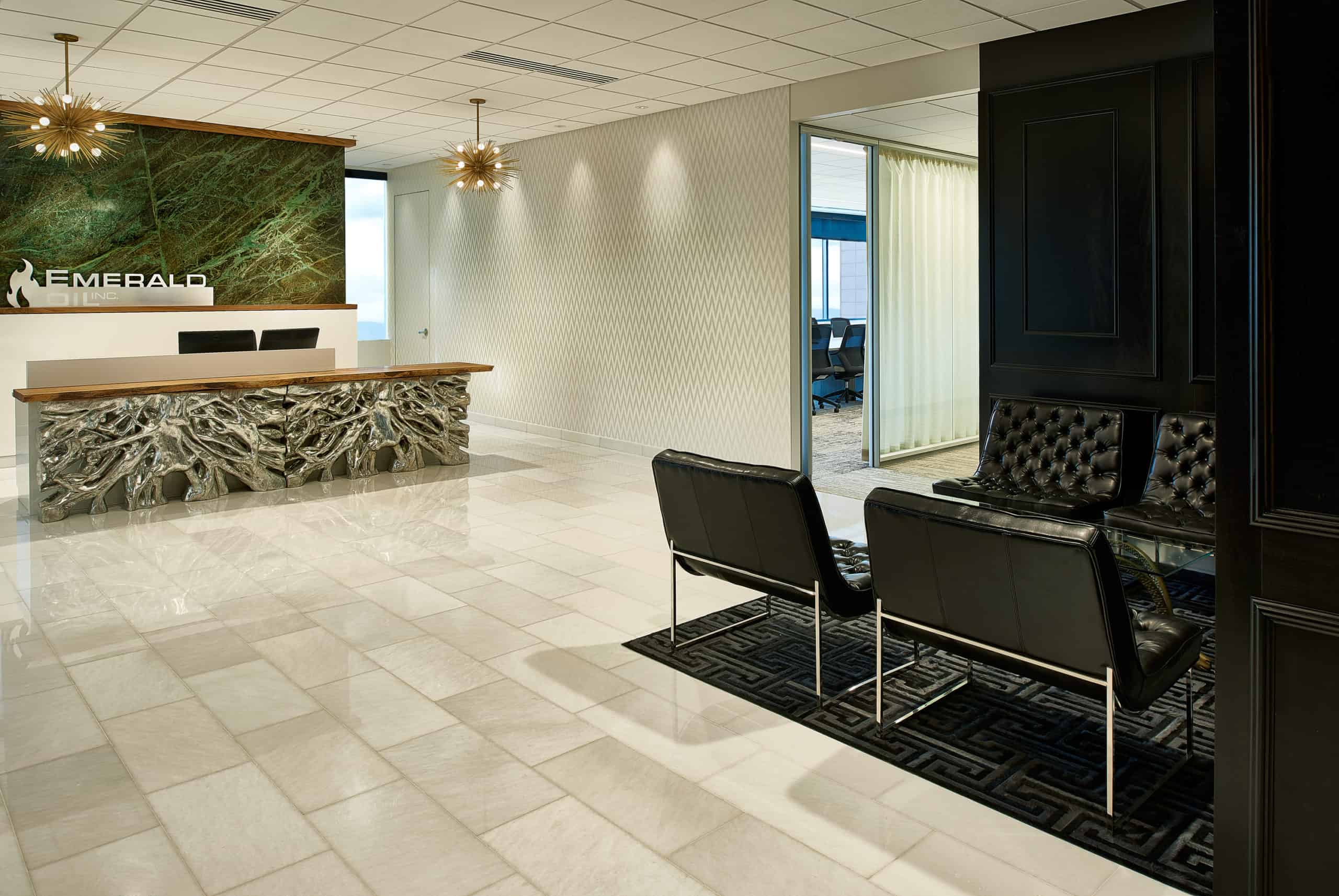 Commercial interior design Denver reception area