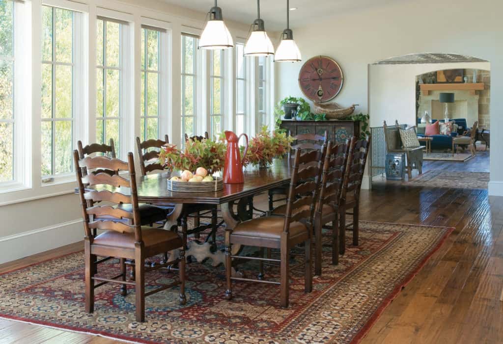 Traditional dining room mixing found items with new finishes in Renovation Remodel