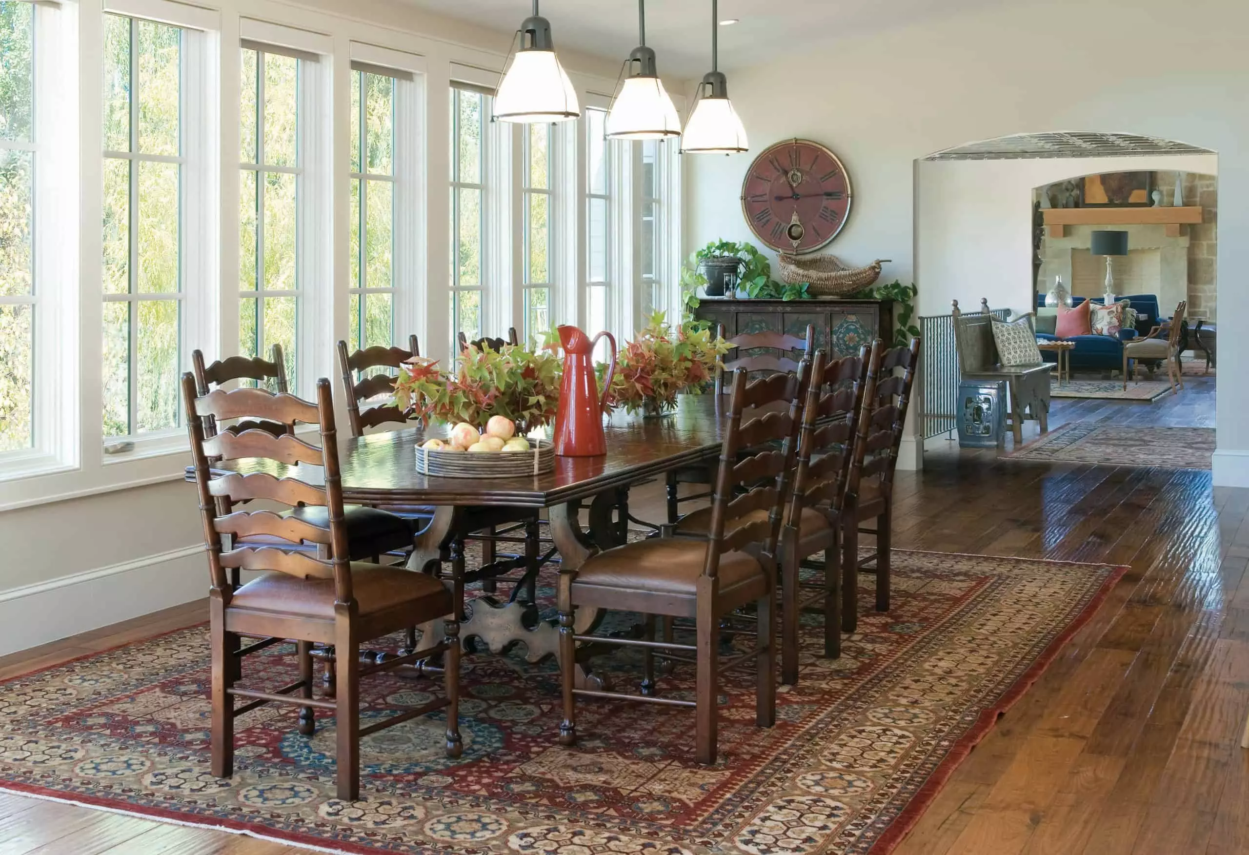 Traditional dining room mixing found items with new finishes in Renovation Remodel