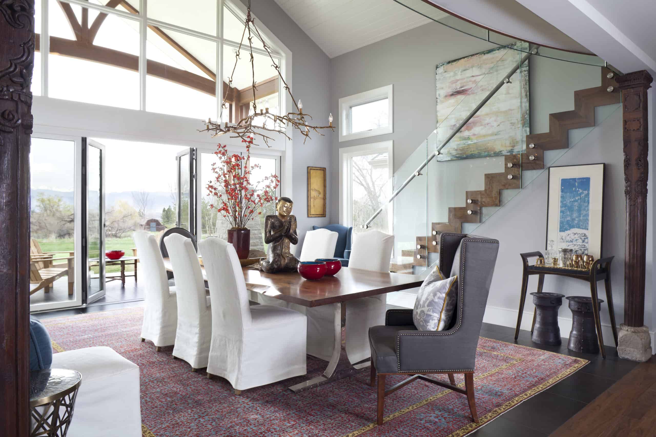 Dramatic dining room with a view