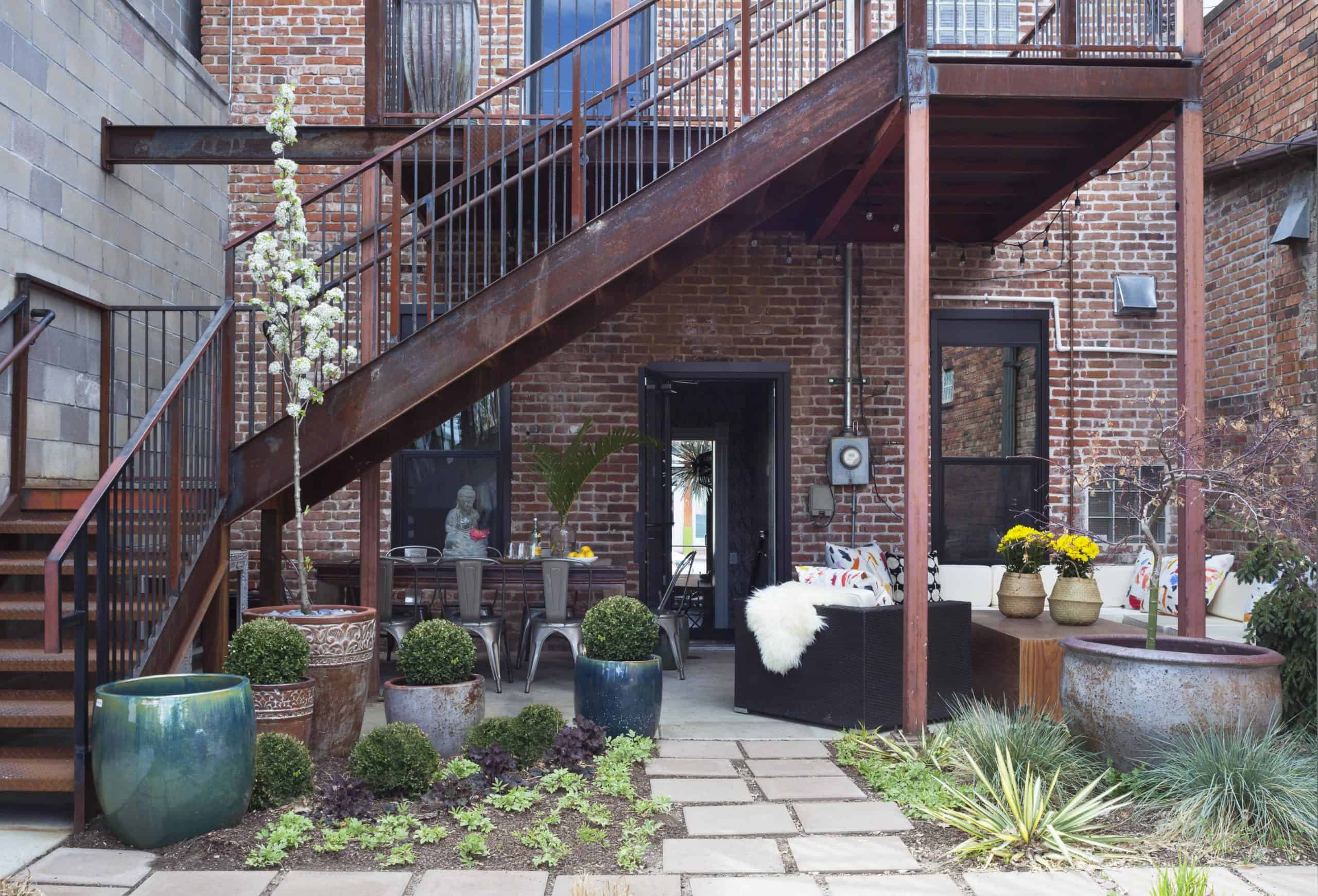 Business patio design with table and sitting area