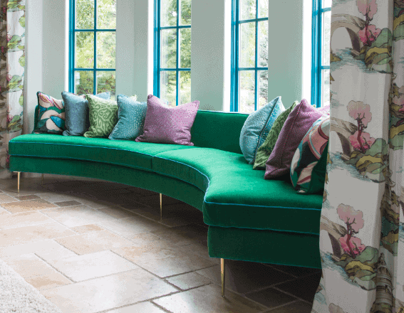 Teal curved sofa deals
