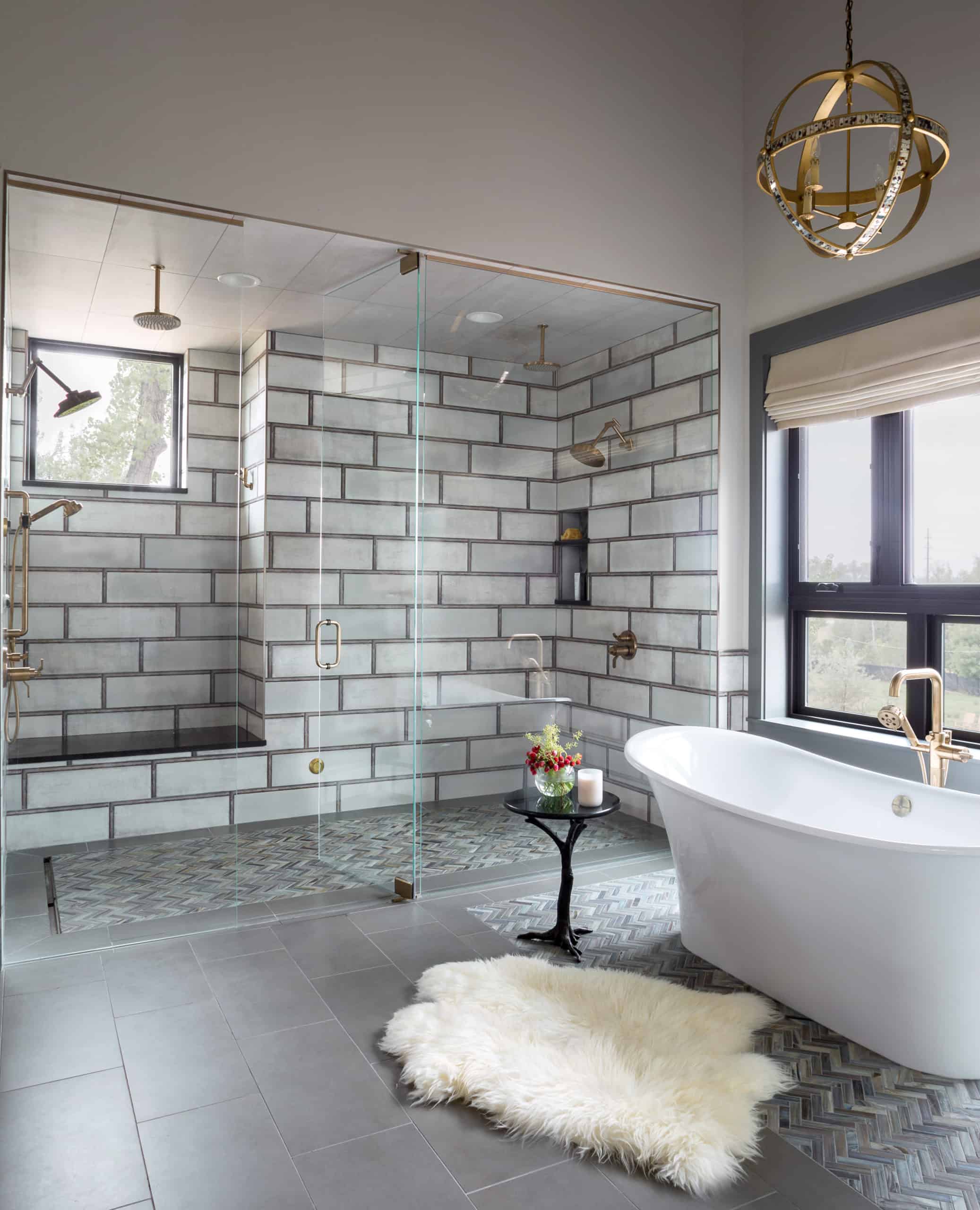Spectacular master bathroom with large tiles and walk-in shower