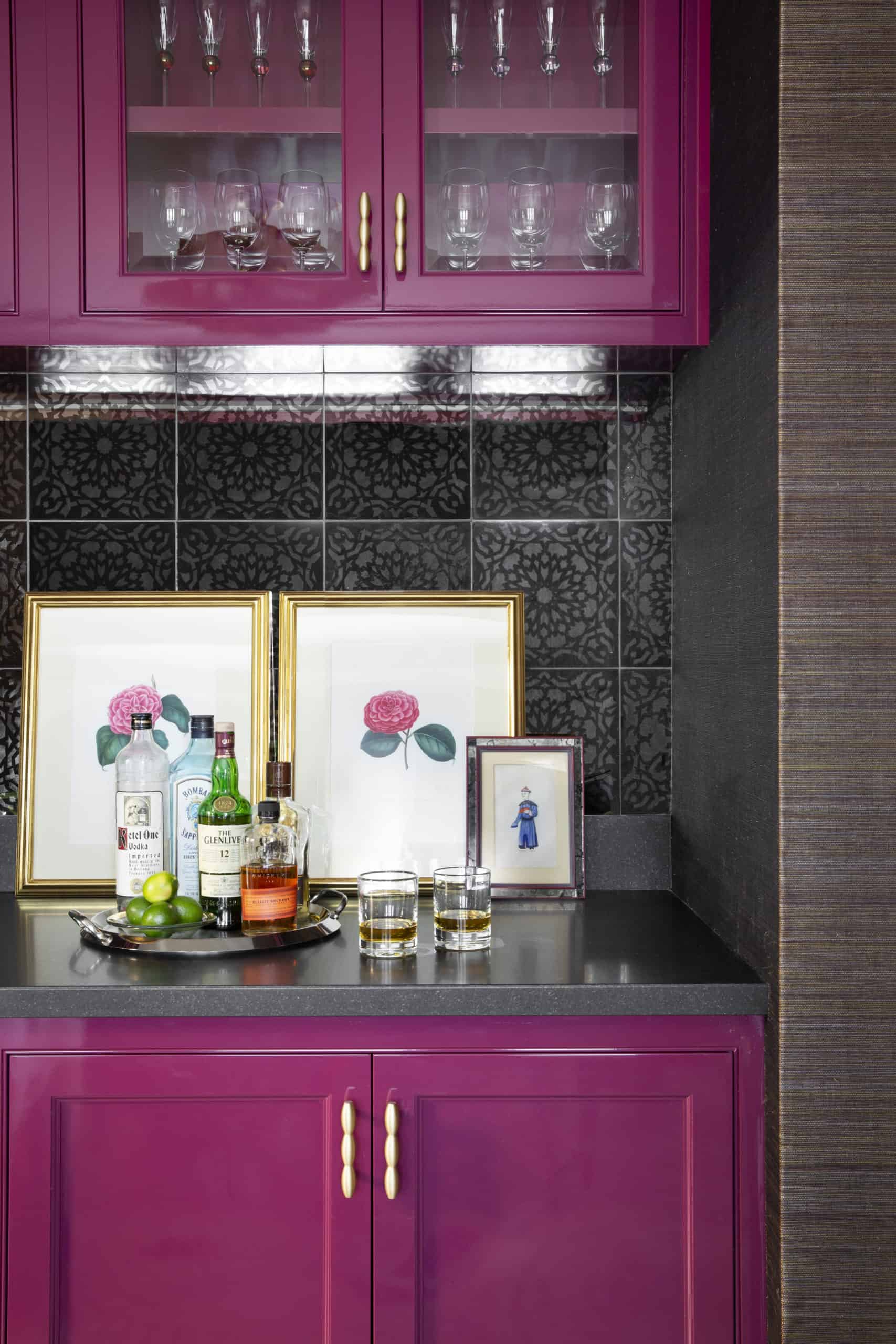 Feminine California Home Renovation with Home Bar in Berry Paint