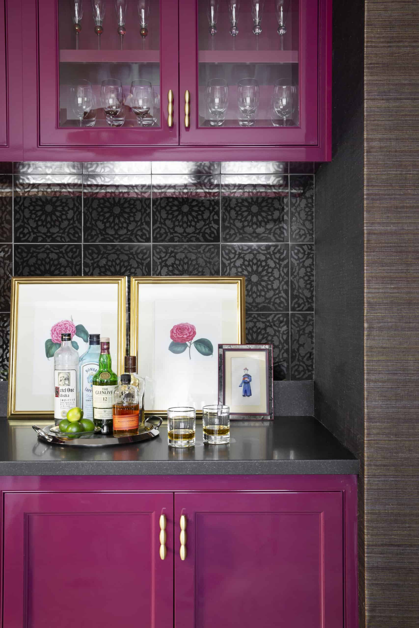 Feminine California Home Renovation with Home Bar in Berry Paint