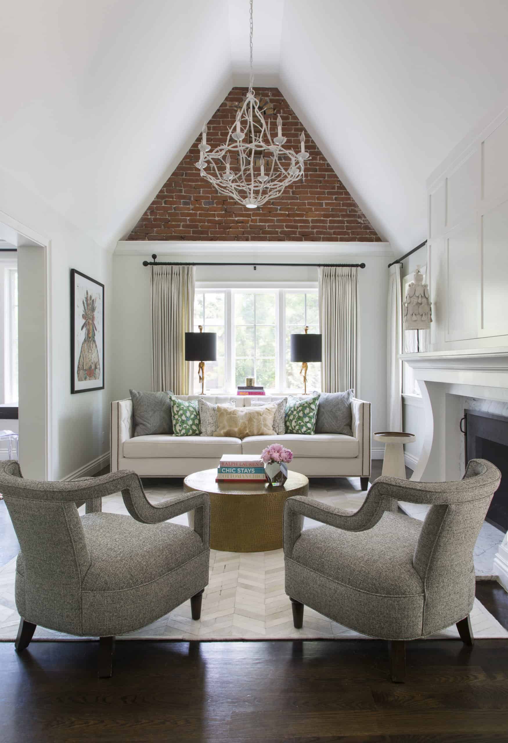 Upscale family room furnishings by interior designer Denver