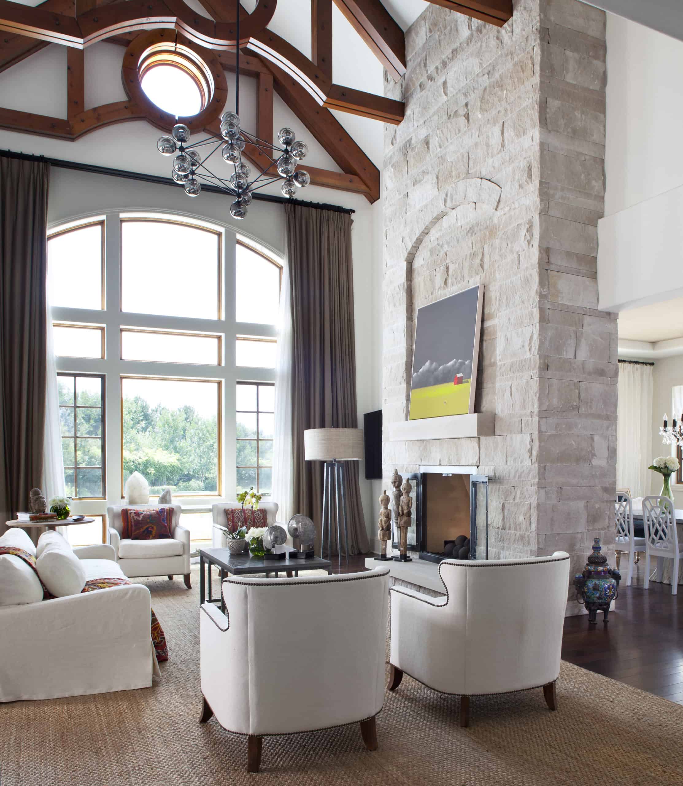 Remodeled Denver CO living room with vaulted ceiling