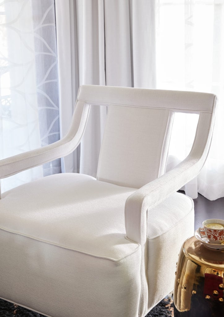 Upholstered white chair interior designers in denver