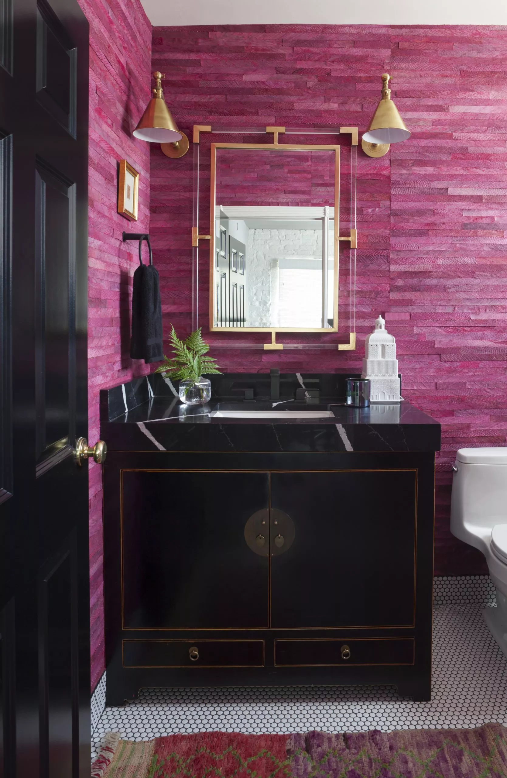 colorful decorative powder bathroom