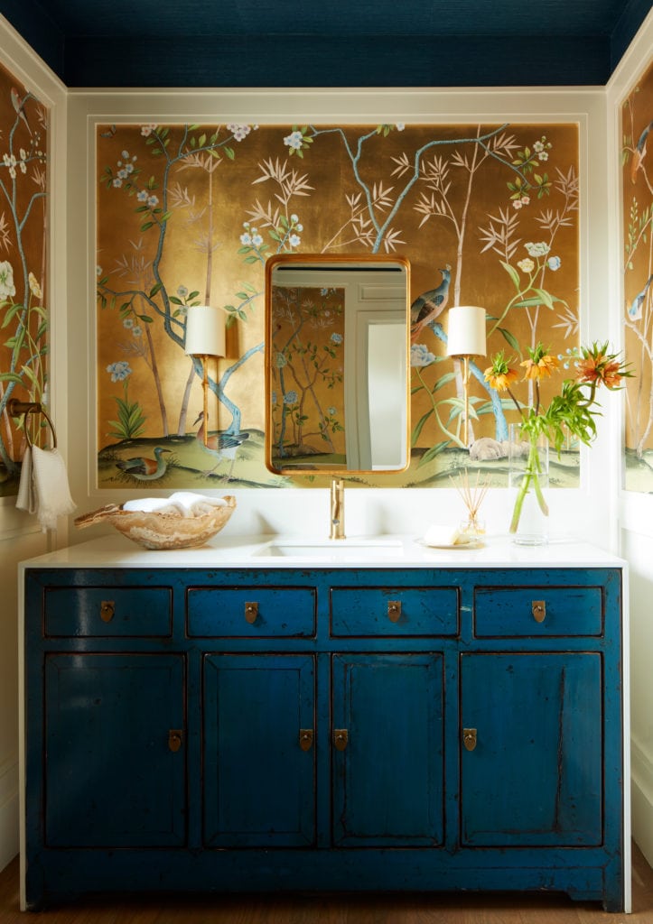 Unique powder room by high end residential interior designers