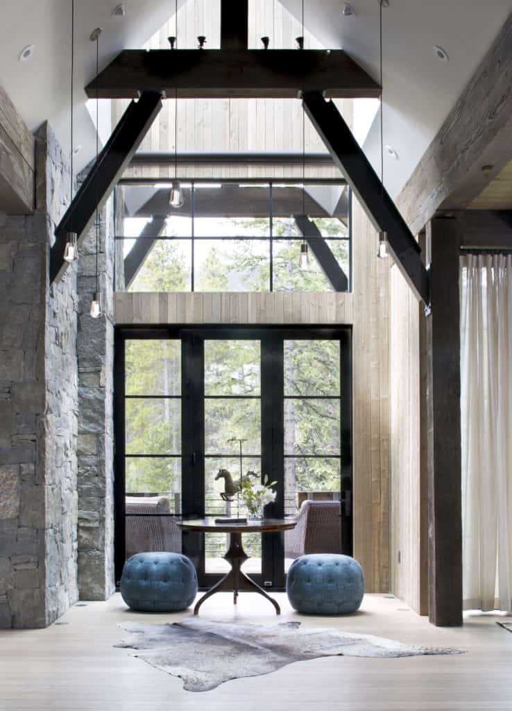 Aspen chalet entry with amazing views and perfect decor