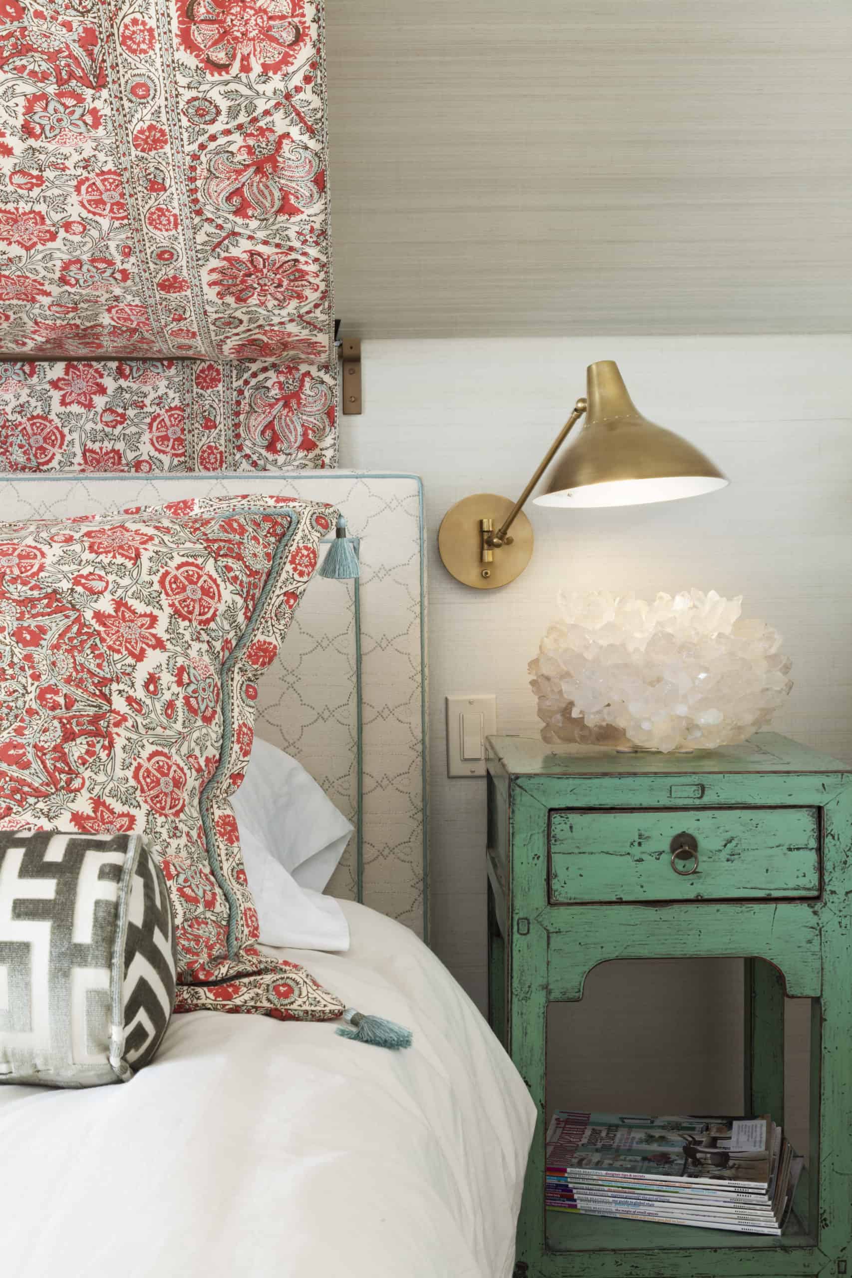 Bohemian Interior Design bedroom combining refurbished antiques with modern furniture