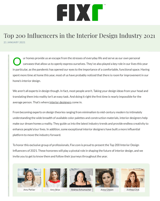 Fixr Top Inteior Design Influencer Article