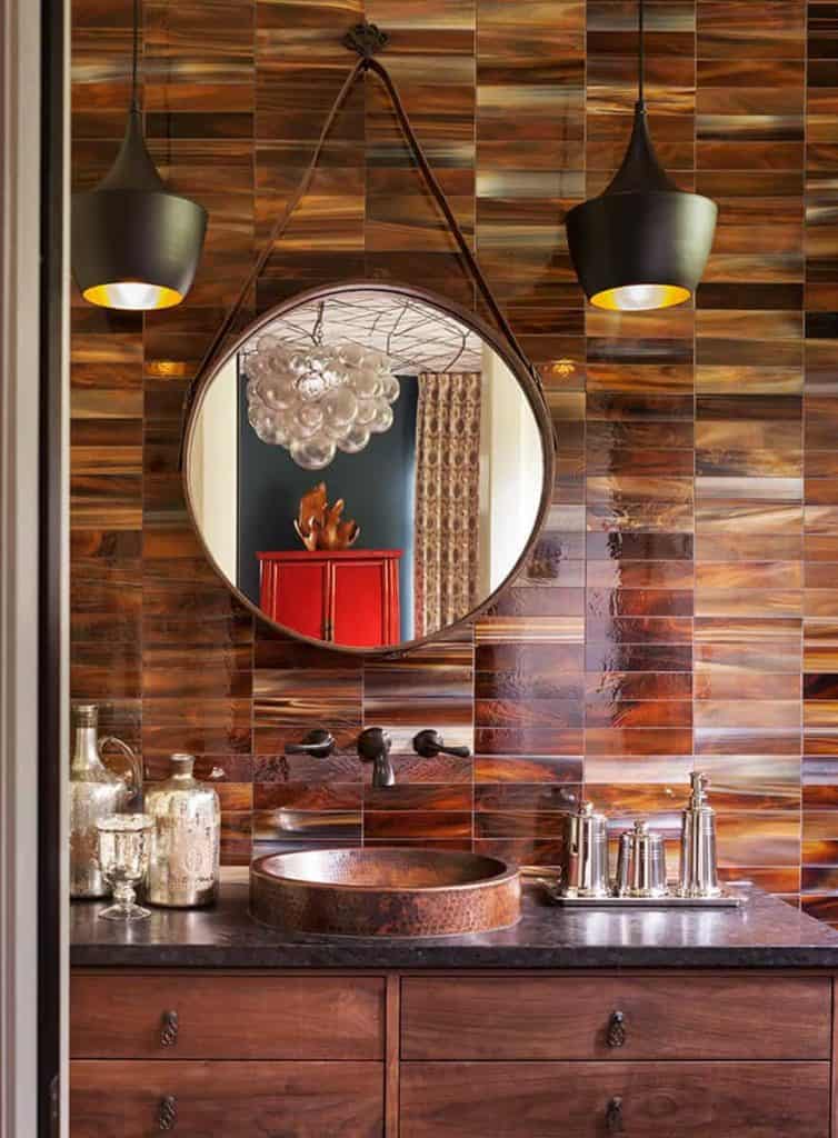 bathroom designers Denver company powder room with glass tile