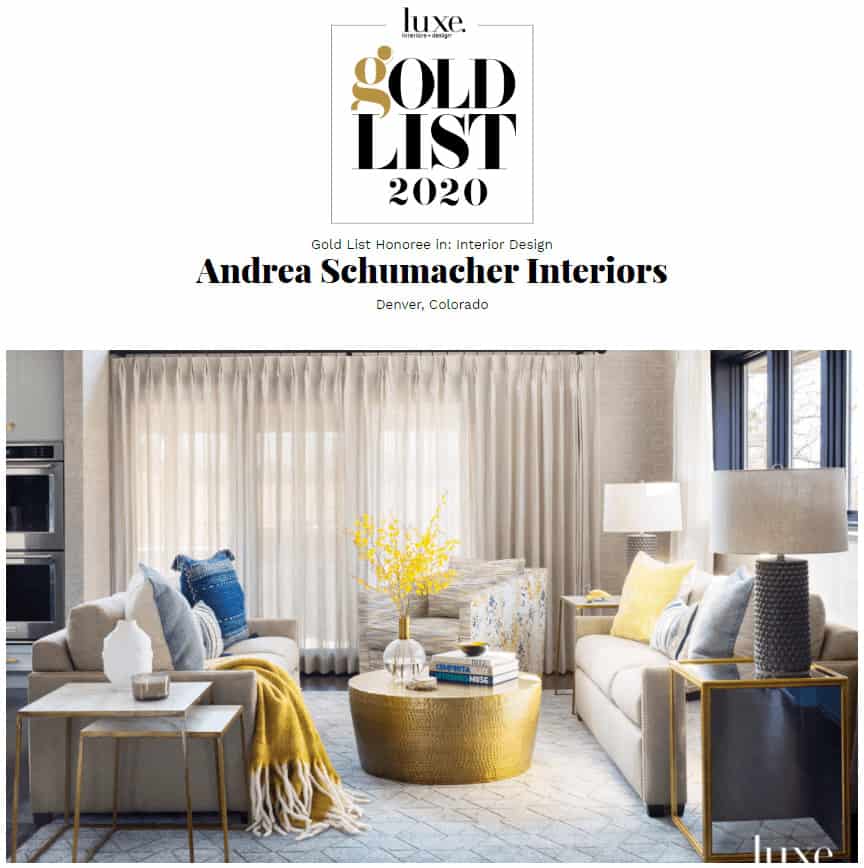 Andrea Schumacher Interiors Luxe Gold List Online Image