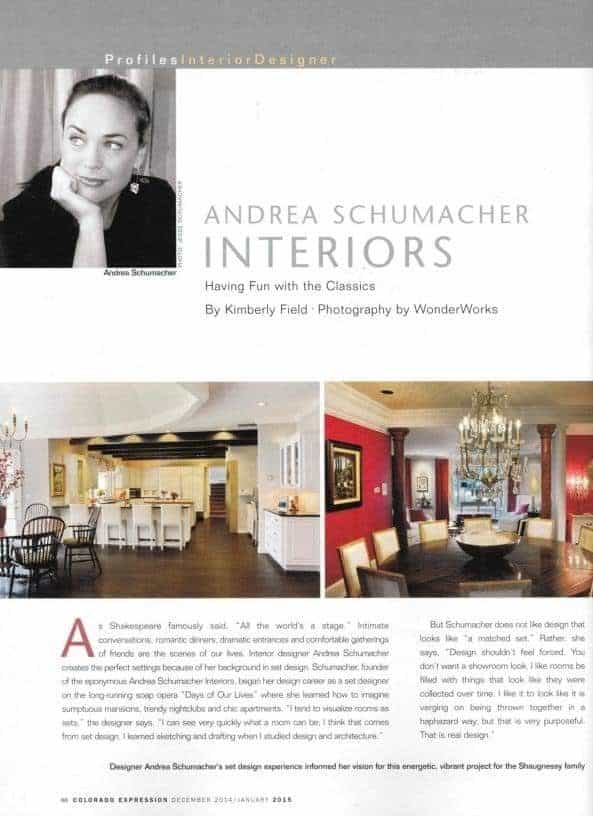 Colorado Expressions Andrea Schumacher Interiors Profiles