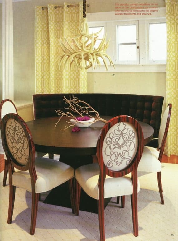 Round Dining Table with Curved Banquette