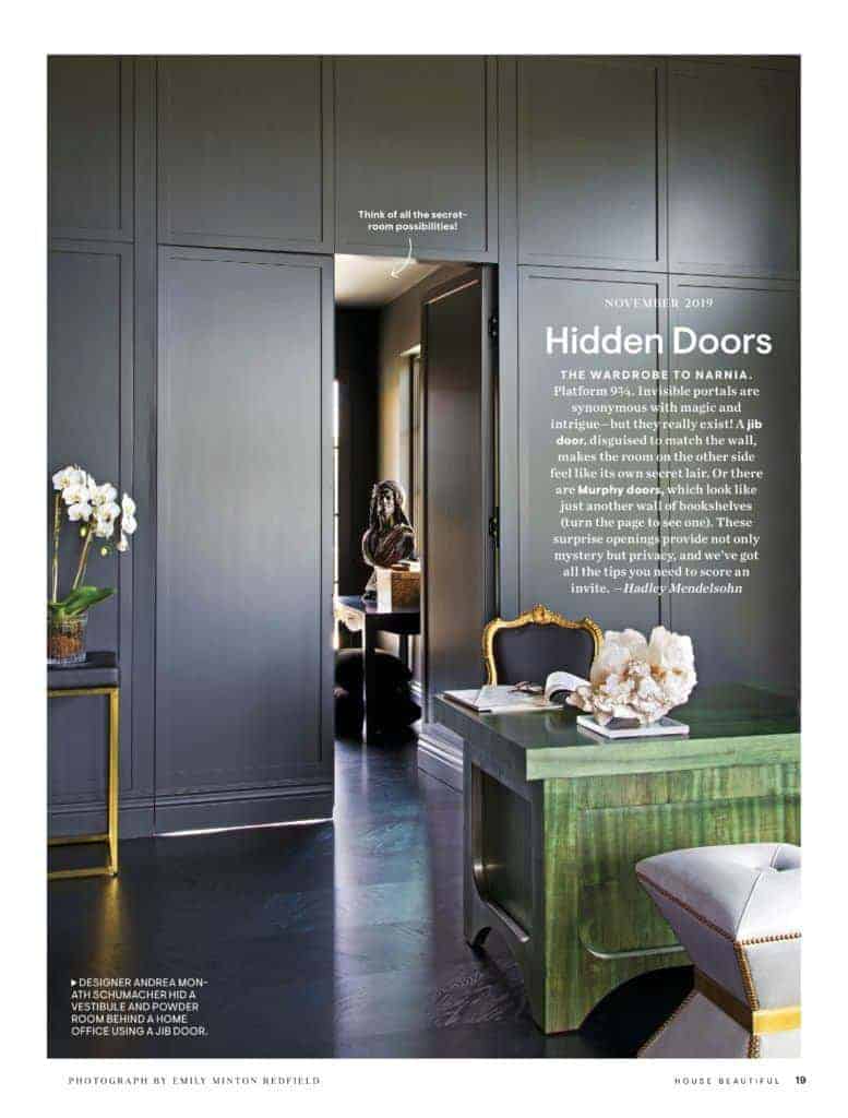 Hidden doors in study featured in House Beautiful Mag