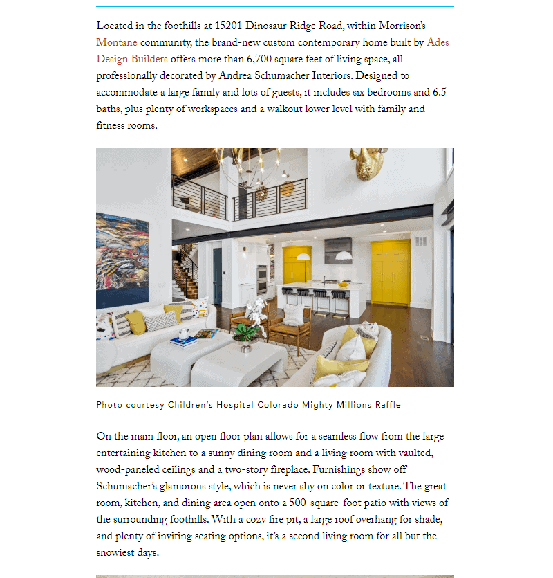 Morrison CO showhome interiors project article