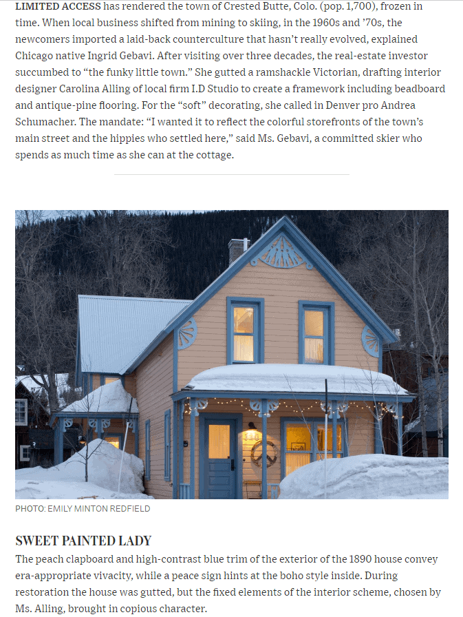 Wall Street Journal Victorian Ski Cottage Design