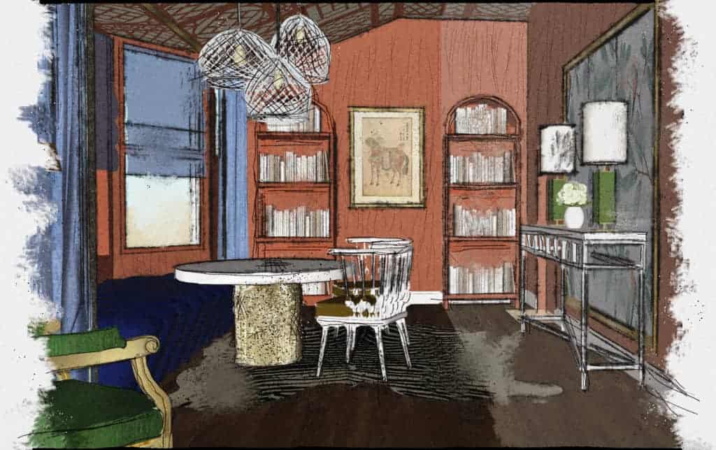 Mid century modern home design rendering by interior designers colorado