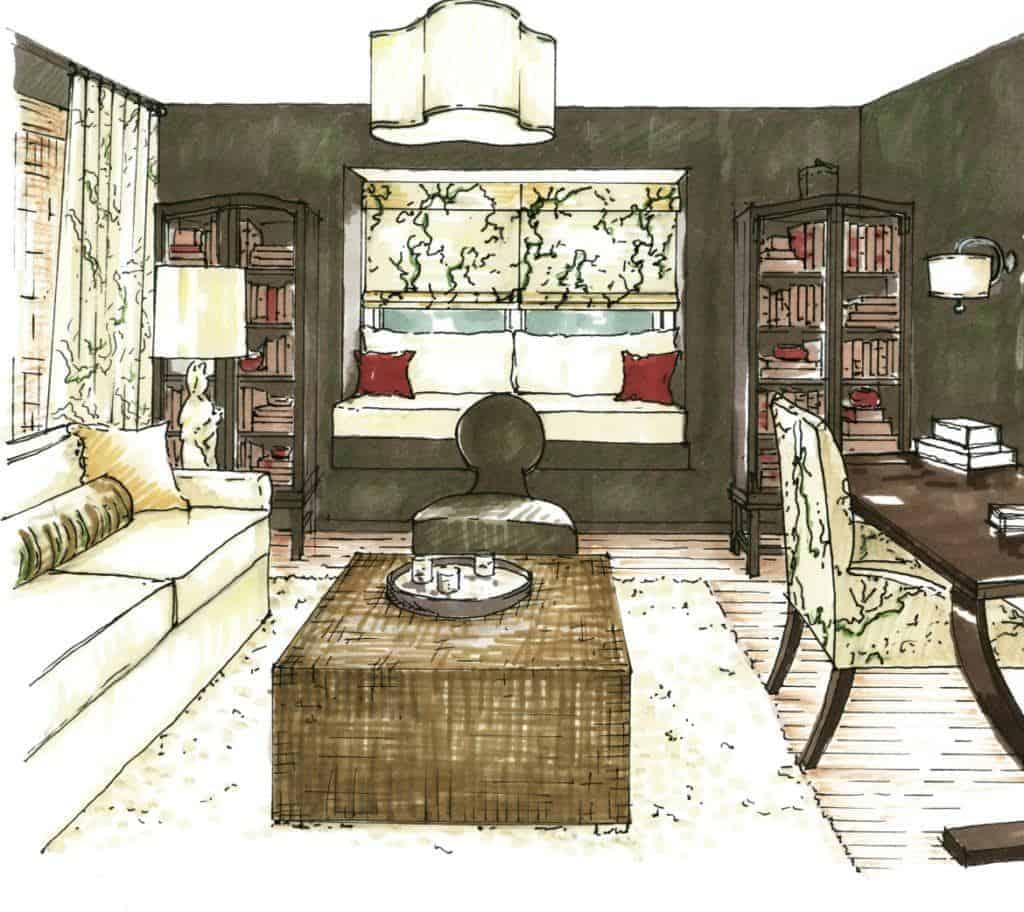 Cozy study with daybed room design conceptualization