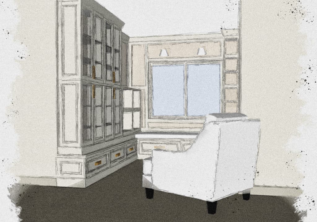 Rendering of built ins in colorado family home