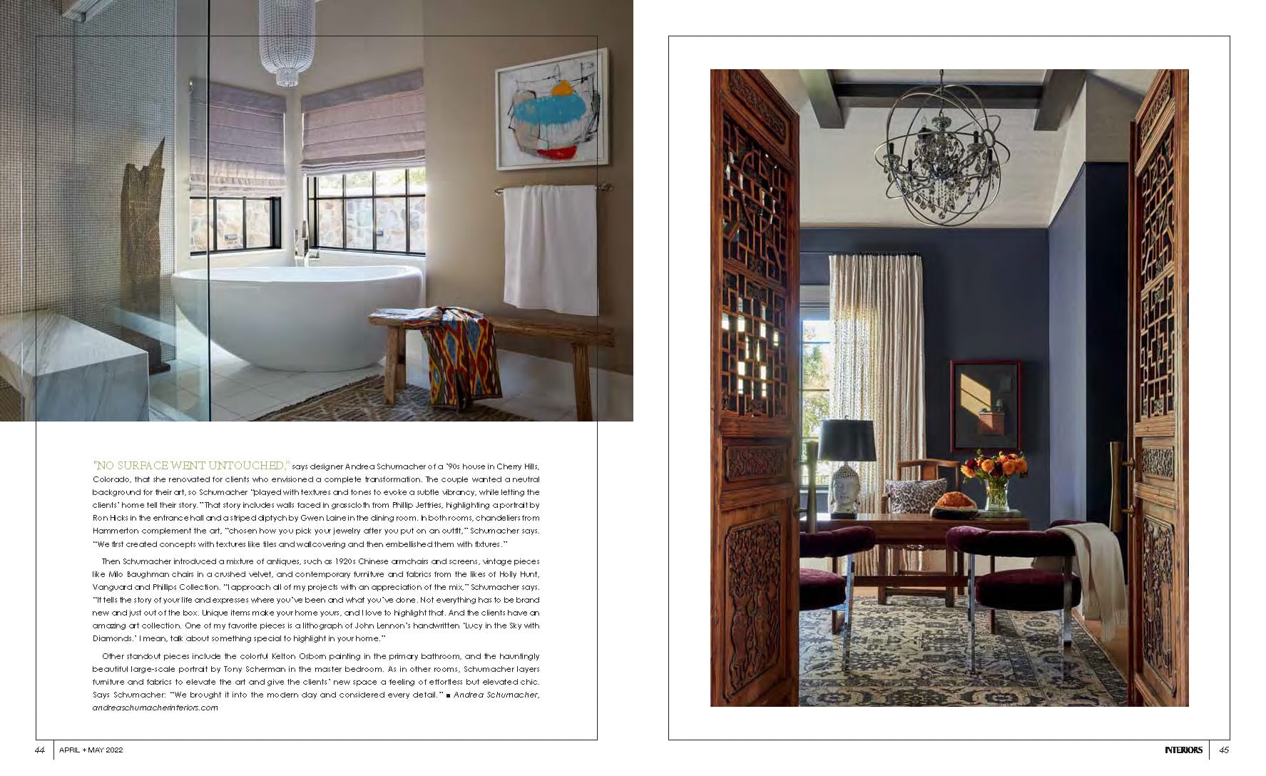 Interiors Magazine- Art in Design - Andrea Schumacher Interiors