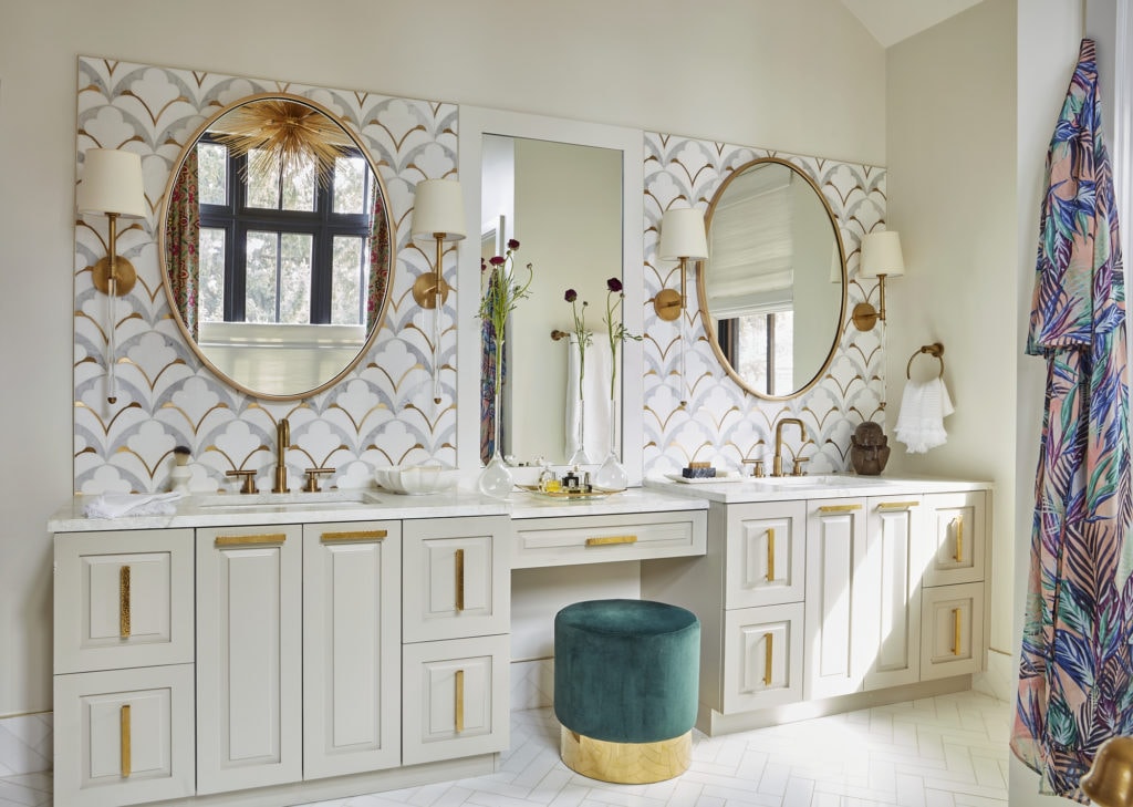 Gorgeous Modern Luxury Interior Design master bath with tiled walls