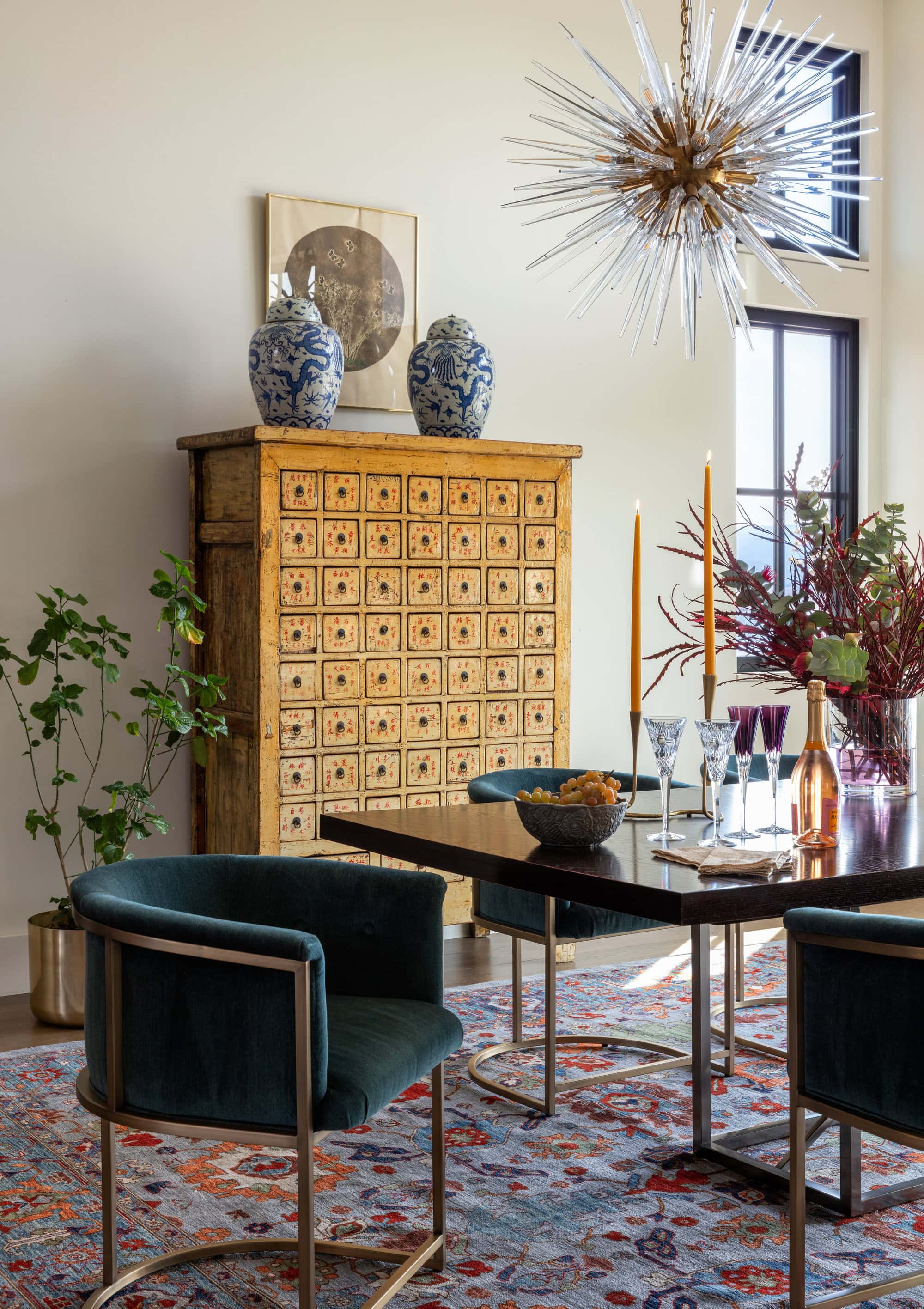 Dining room furnishings chosen by luxury interior designers