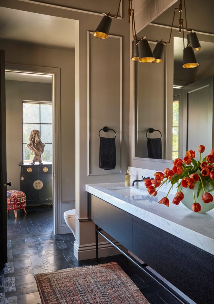 neutral master bathroom by high end interior designers denver