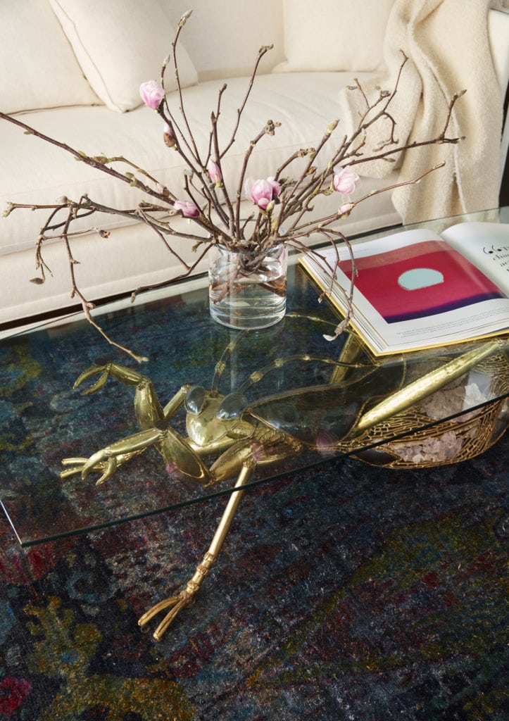 Praying mantis table in Colorado interior designers home