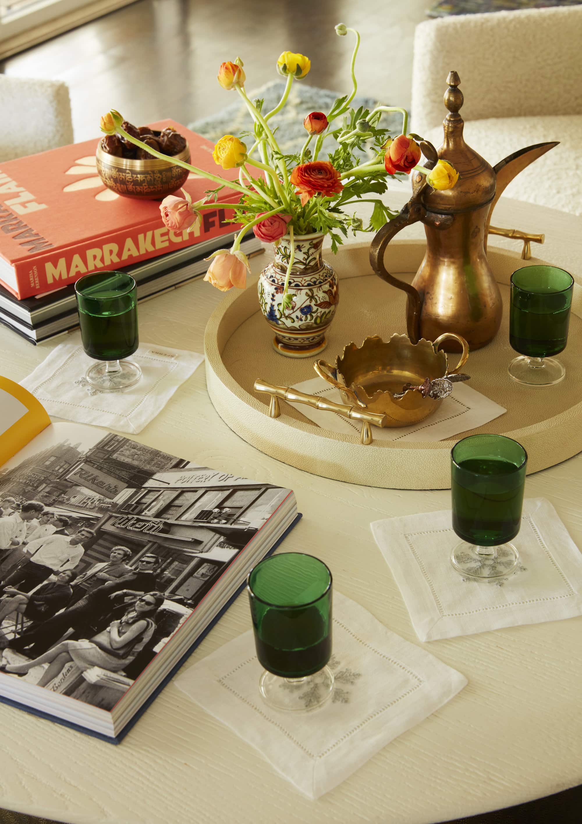 Eclectic vintage home decor on side table