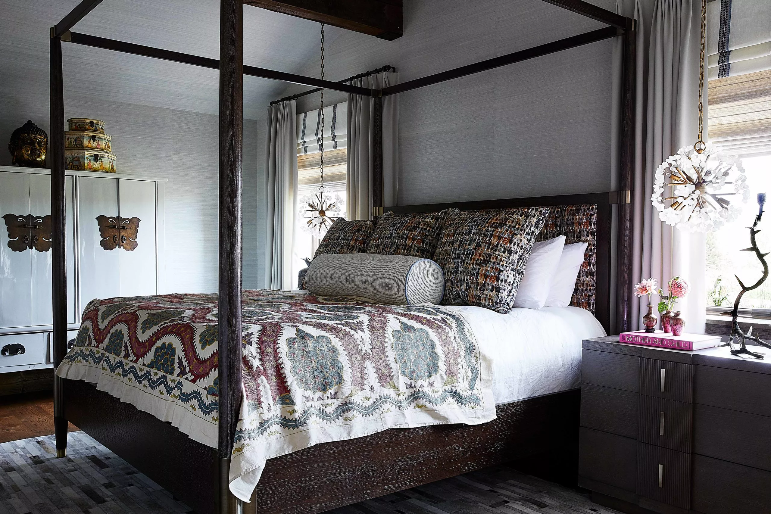 Colorful and serene bedroom designed by interior designers Colorado