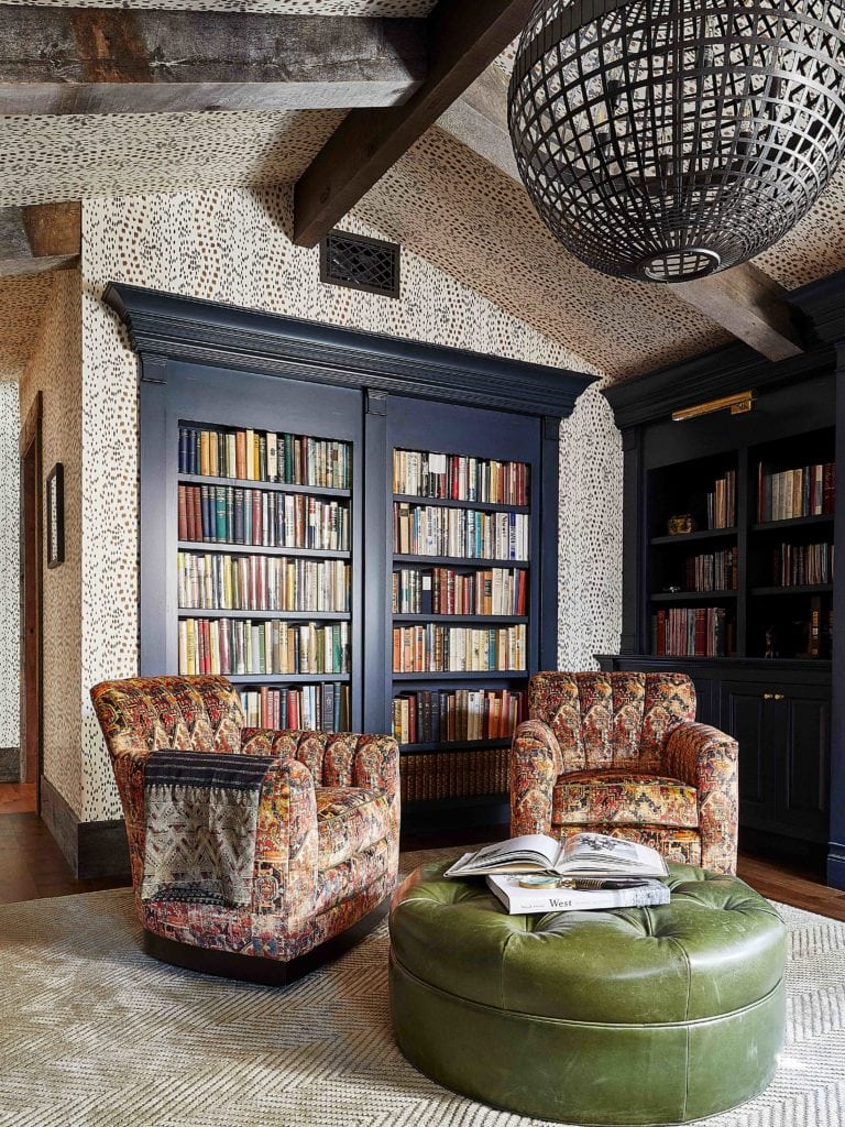 library in contemporary farmhouse style by colorado interior design firm