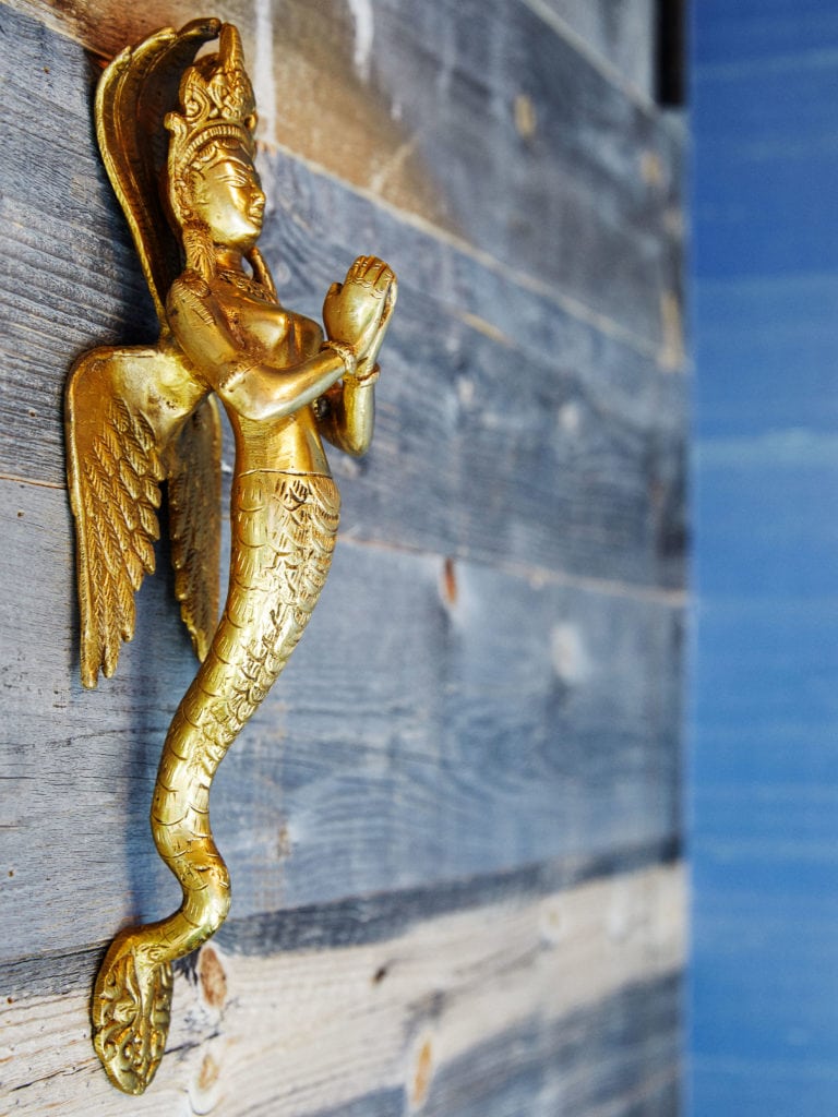 Unique brass mermaid pull