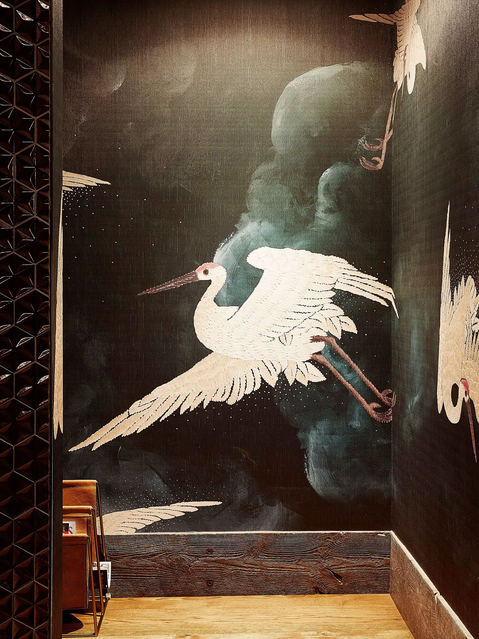Phillip Jeffries powder room wallcovering named Flight