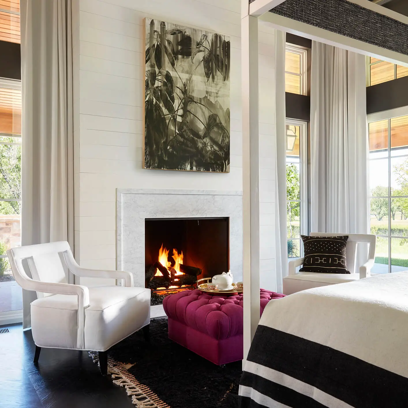 Interior designers Denver bedroom design with fireplace