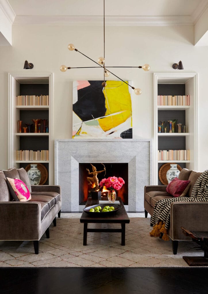 Colorful living room by interior designers in Santa Barbara
