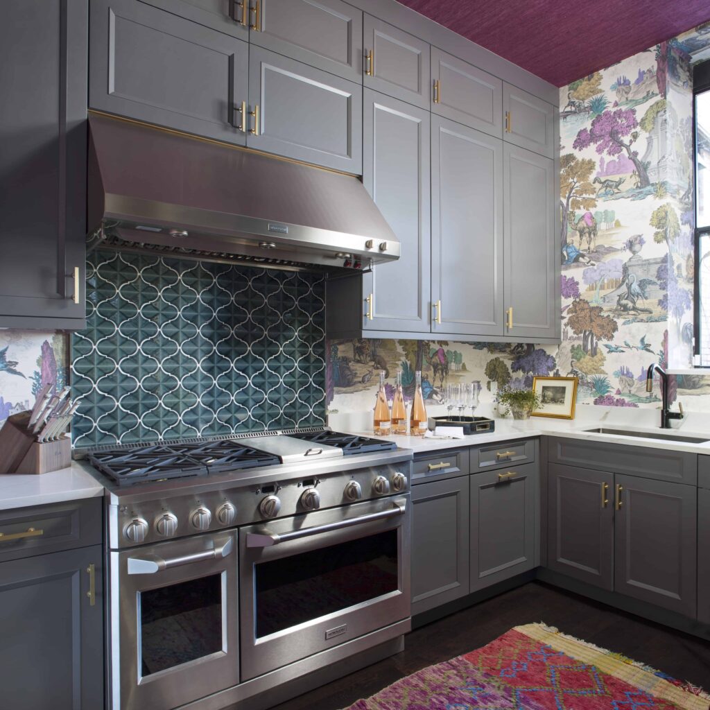 Stunning colorful kitchen finishes and high end appliances