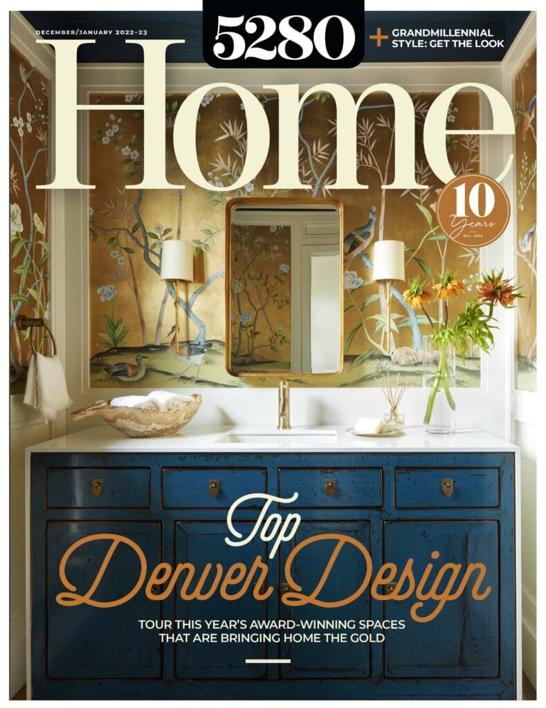 Andrea Schumacher powder room interior design on cover of Denver magazine