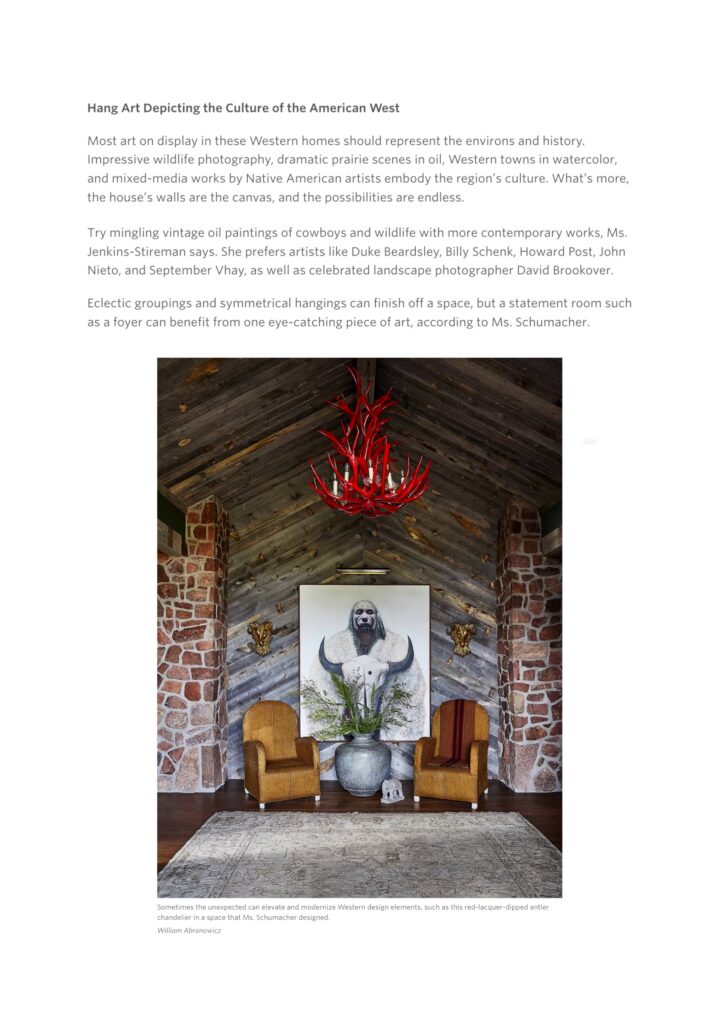 the entry of Remount Ranch, home of Mary O'Hara. Red chandelier