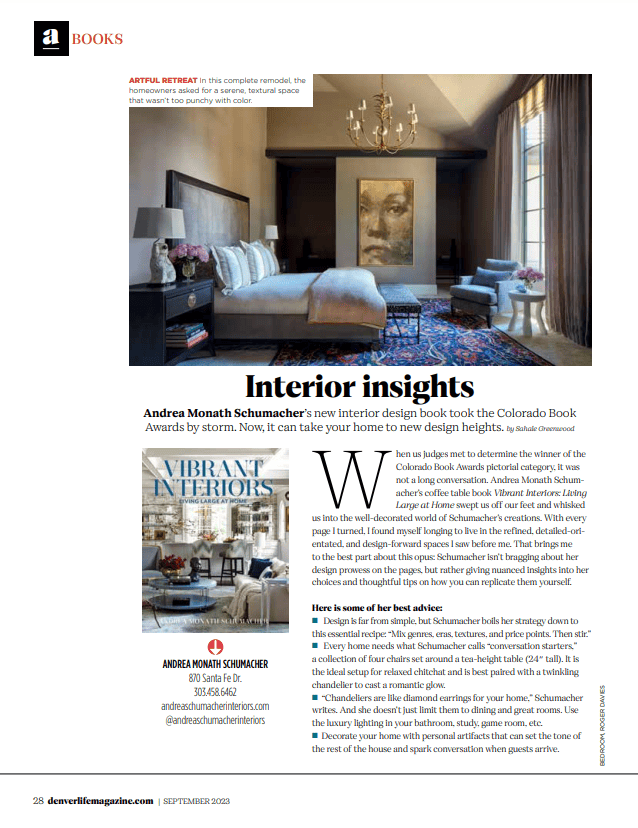 article about Vibrant Interiors by best Denver interior designer article