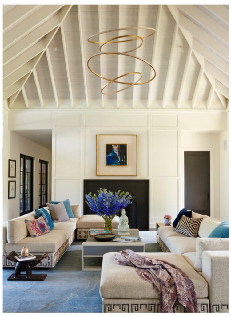 Double sectional in family room Colorado magazine