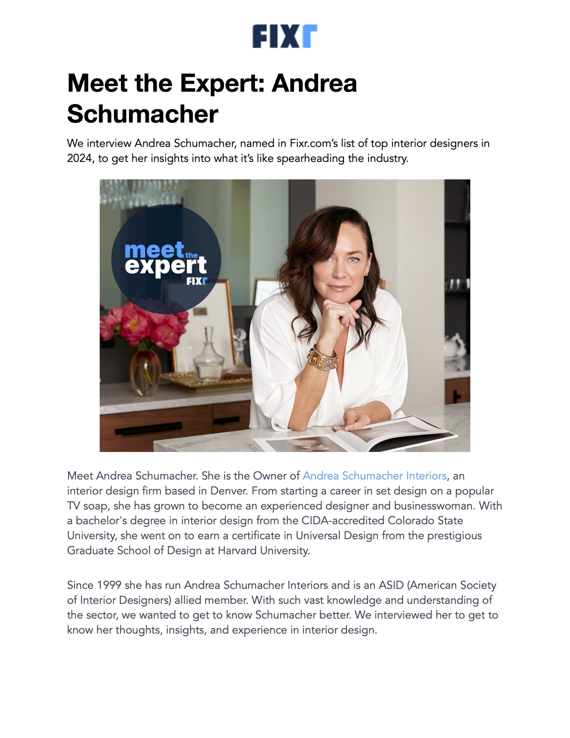 Andrea Schumacher Interiors article cover