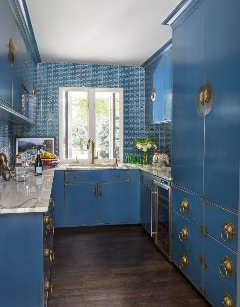 working kitchen blue interior design luxury