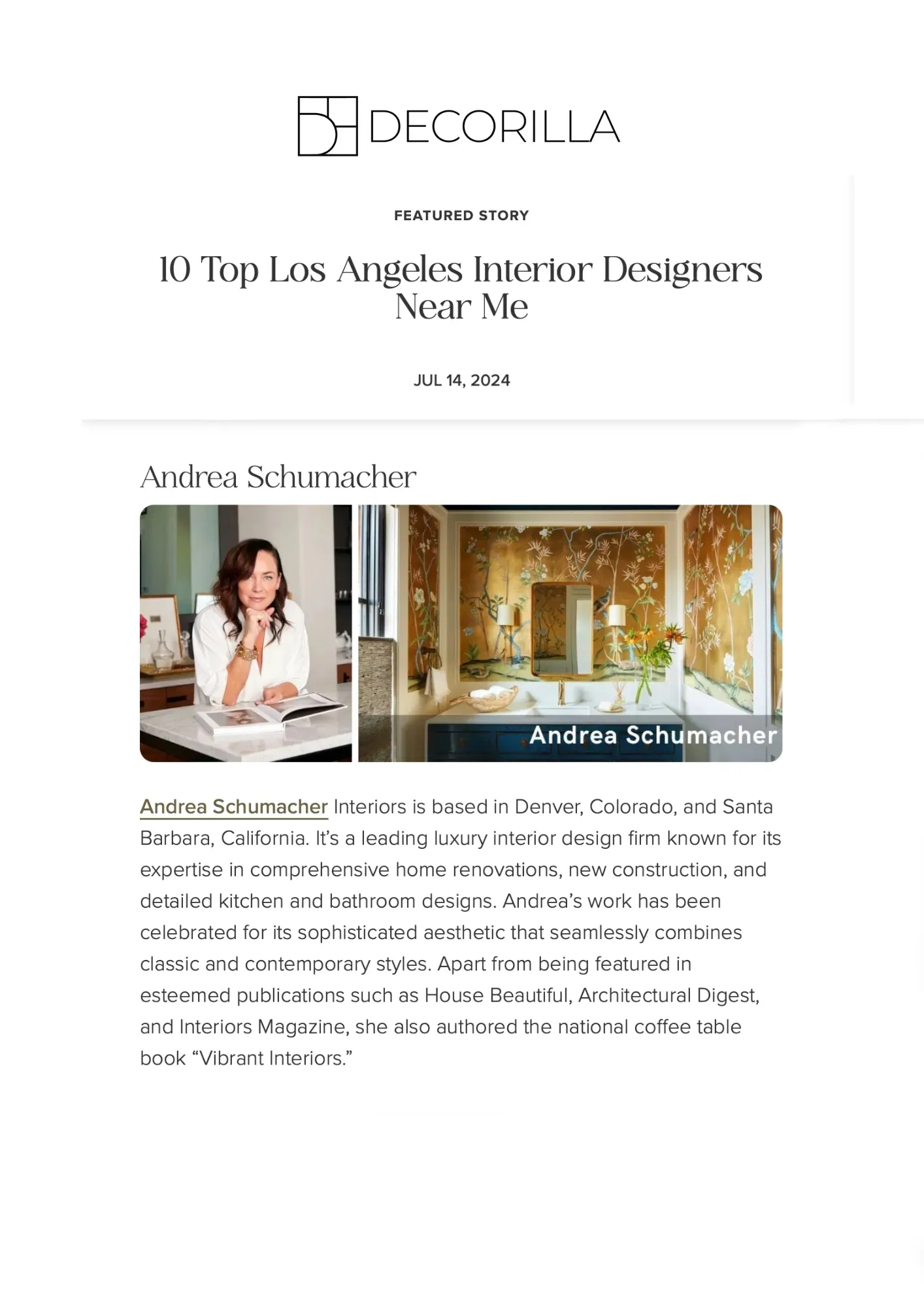 Top Los Angeles Interior Designer Andrea Monath Schumacher Decorilla